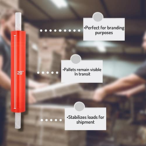 PSBM Dark Orange Plastic Stretch Wrap with Handles 20"x1000' 80 GA 4 Rolls