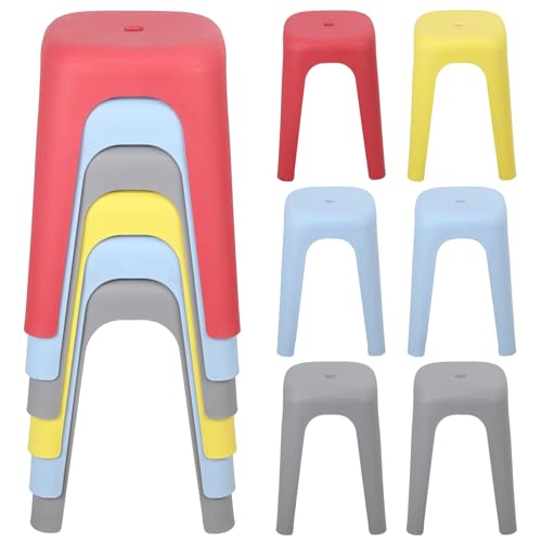 balurukt Stackable Stools, 17-Inch Plastic Nesting Portable Backless Stool, Classroom Stools Chairs for Home Party, Office, School, Students, Adults, Dining Room, Living Room 6pcs