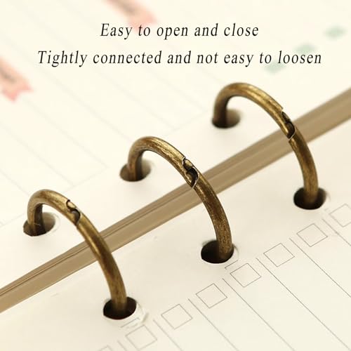 Binder rings 10Pcs Rings Clips, 3 Ring Loose Leaf Binders Book, for Notebook Diary Photo Album Binding(Brass)