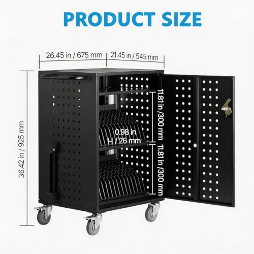 32-Bay Locking Laptop Charging Cart, Mobile Charging Station