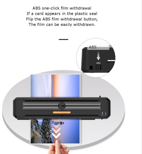 GFJYKDL Good Homie Laminator Machine,w/40 Laminating Sheets,Fillet * 1, Hole Punch * 1,ABS Film Release Key,Fast Warm-up,for Training Materials,Documents,Posters