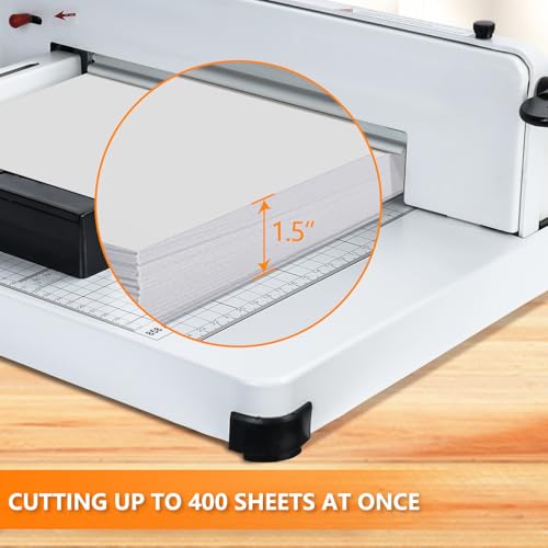 Paper Cutter,Paper Cutter Slider,Guillotine Paper Cutter,15 inch Wrapping Paper Cutter,Guillotine Paper Cutters and Trimmers Cards Leather with Metal Base for Office Home School,Solid Steel