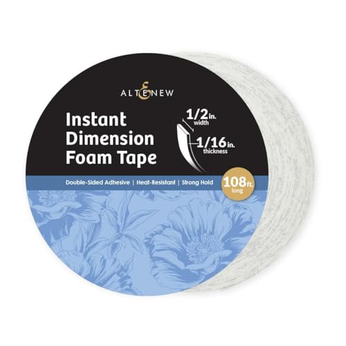 Altenew Double-Sided Adhesive Foam Tape, Strong Permanent Adhesive for Card Making, 108.3 ft Long 0.06" Thick 0.5" Wide Foam Tape Roll for Crafting