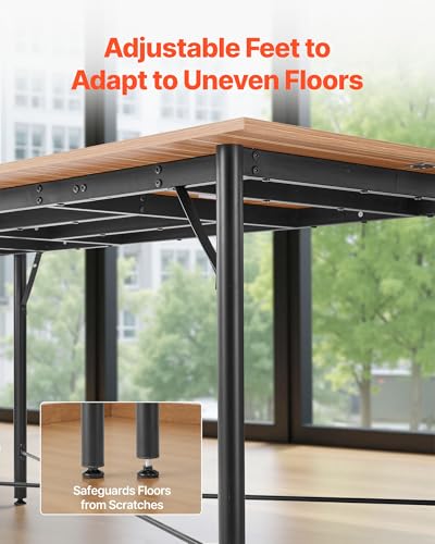 VEVOR Conference Table, 6 ft Office Meeting Table for 6-8 Person, Modern Rectangle Seminar Desk with Metal Legs, Meeting Desk Ideal for Office, Boardroom, Conference Room, Easy Assembly, Brown