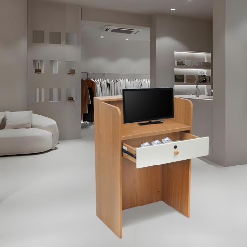BalySam Reception Desk with Illuminated Strip and Storage Drawer for Retail Boutique