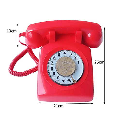 QUANGJN Corded Landline Telephone Vintage Antique Phones Classic Rotary Dial Home Phone Old Fashion Business Phones Office Decor