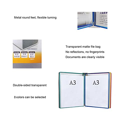 JGSYD Durable Magnetic Wall-Mounted Reference System, 5-Pocket Desk Reference Organizer, A3, Catalog Display Rack For Wall, Suitable For Office And Home Metal Folders,Multi-Colored