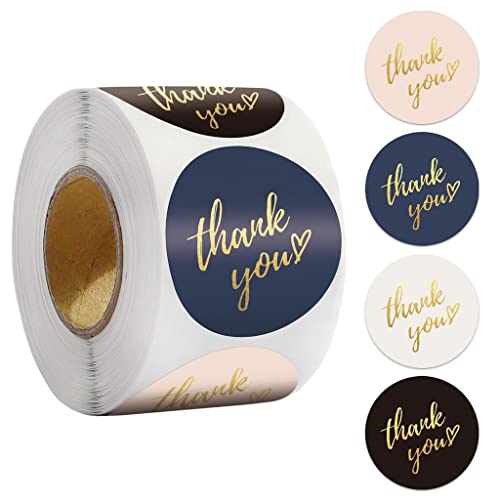 MVNOIRE 500pcs Thank You Stickers Seal Labels Gold Foil Paper Decoration Sticker