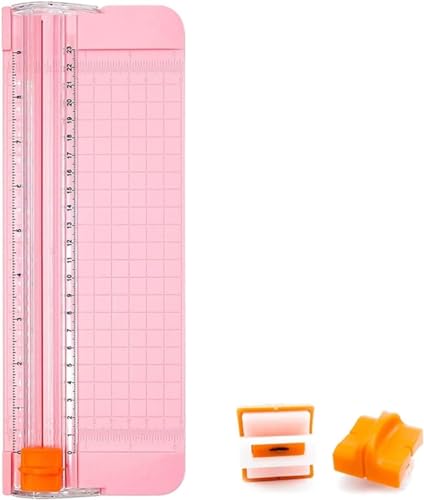 Paper Cutter Blades with Protectors and Edge Rulers for Offices, Homes and Schools. (Pink)