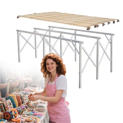 WLCGYD Foldable Vendor Booth Display Items, Farmers Market Display Rack for Vegetable/Snack/Craft Show/Fruit/Art, Telescopic Retail Shelf, Easy Set Up(200x115cm(78 5/7x45 2/7in))