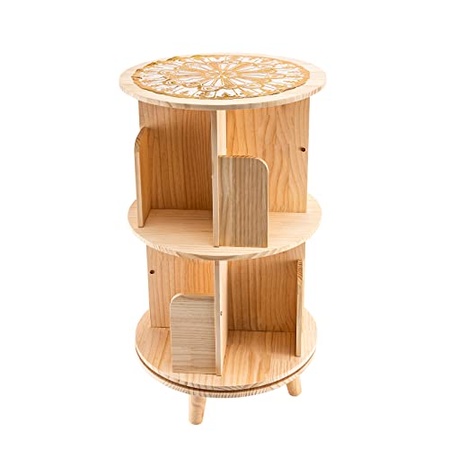 YIYIBYUS 2 Layers 360 Rotating Bookshelf Display Bookcase Floor-Standing Storage Rack,Rotating Bookshelf 360 Display Stackable File Tray Office Desktop File Organizer