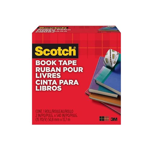 Scotch Book Tape, 2 in x 540 in Rolls, 24-Pack