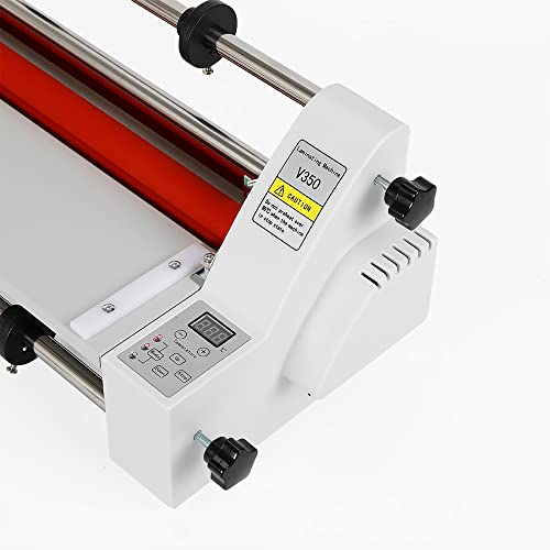 V350 13" 350mm Hot Cold Roll Laminator, Digital Display Single&Dual Sided Laminating Machine for BOPP, Pte, Highlighted Dbw, Cross Pattern Film