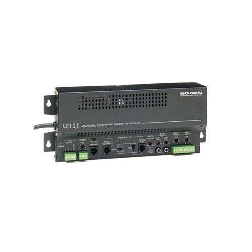 Bogen UTI1 Universal Telephone Interface, Single-Zone Paging System Adapter, Background Music Input, Dual Audio Outputs, Programmable Tones and Built-in 24 V Power