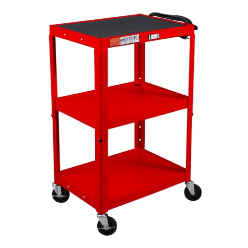LUXOR UCMT1-RD Adjustable-Height Steel Utility Cart - Red