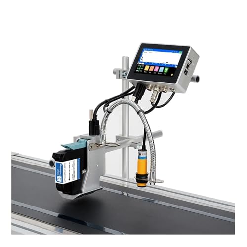 POEMYSIR 130PLUS Industrial Online Inkjet Printer 12.7/25.4mm Nozzle with 4.3inch Screen QR Barcode Batch Number Logo Date Printer(12.7mm Without Ink)