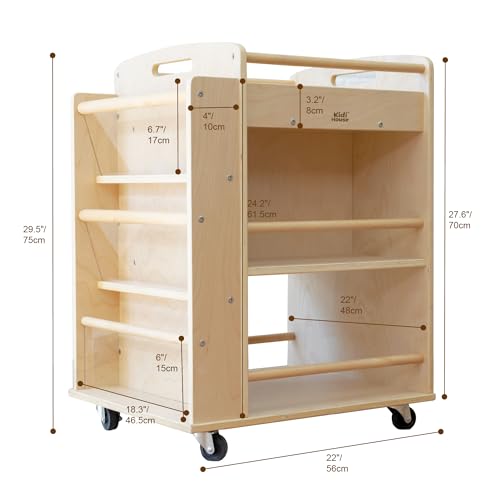kidi house Art Cart Organizer on Wheels 3-Tier Wooden Rolling Craft Cart