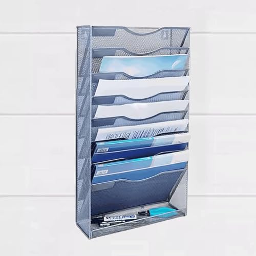 SUREK Large Capacity Wall-Mounted File Basket Large Capacity File Basket Iron File Basket Hanging File Box Desk File Organizer Shipshape