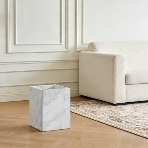 100% Marble Bathroom Trash Can, 2.4 Gallon/9.2 L Natural Stone Wastebasket