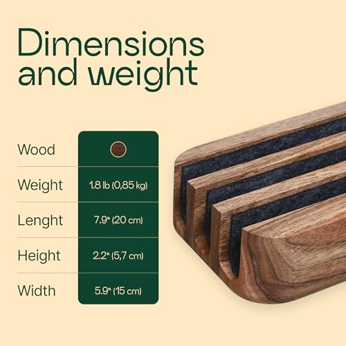 TheHrdwoodCom Triple Laptop Stand Vertical Laptop Holder - Vertical Laptop Stand for Desk - Laptop Holder - Handmade of Natural Wood (Triple Walnut)