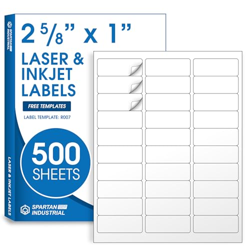 1" X 2 5/8" Matte White Printable Address Labels