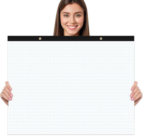 Large Engineering Graph Paper Pad - 22" x 17" Grid Paper Notepad, 4"x4" Blue Grid 50 Sheets/100 Pages Paper for Engineer Architect Designer Mathematician Draftsman