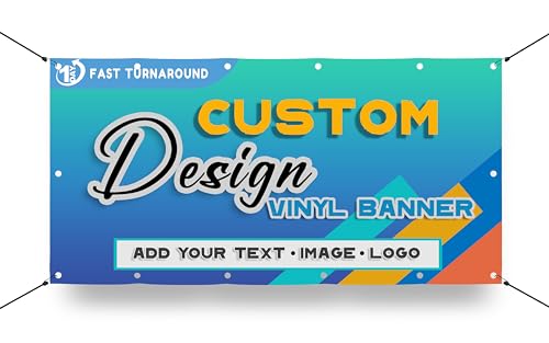 Custom Vinyl Banners & Signs - Personalized Full Color 13oz Banners for Indoor/Outdoor Events - Business, Birthday, Parties, Wedding, Graduation (5' x 15')