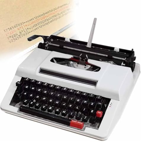 LSHFYV Retro Vintage Typewriter, Traditional Old Fashioned Mechanical English Typewriter, 1980 Classic Nostalgia, Portable Retro Manual Typewriter, Vintage Typewriter,White