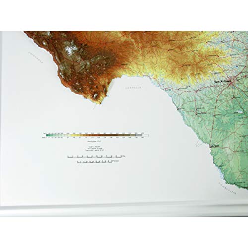 3D Texas Raised Relief Map | Topographic Wall Map, Feel the Terrain | 28" x 25" | USGS Topographic Data | Vacuum-Formed | Hubbard Scientific