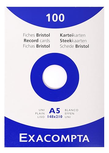 Exacompta 10 Cases 100 Index Cards Plain White 148 x 210 mm