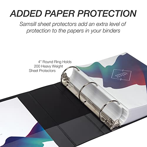 Samsill 4 Inch 3 Ring Binders, Economy Round Ring, Clear View Cover, 675 Sheet Capacity - for School, Home, Office - Black, 6 Pack
