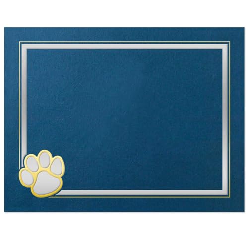 PaperDirect Paw Mascot Emblem Certificate Jackets, 9 Inches x 12 Inches Folded, Blue with Gold Foil, Certificate Cover for School, Work, Diplomas, Graduation & Awards, Certificate Holder, 50 Count