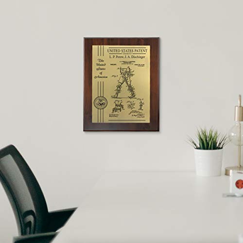 Personalized Patent Plaque, Appreciation Gift for Inventors, Patent Holders, Work Team, or Boss (10.5" x 13", Gold Metal, Black Board)