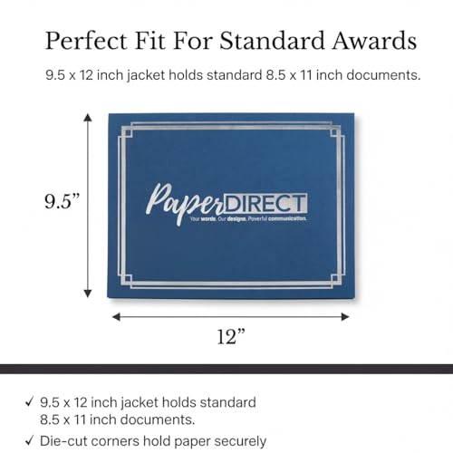PaperDirect Foil Elegance Custom Certificate Jackets, Blue, Double Silver Embossed Foil, Personalized Certificate Holders, Schools, Businesses, Awards, Diplomas & Professional Recognition, 50 Count