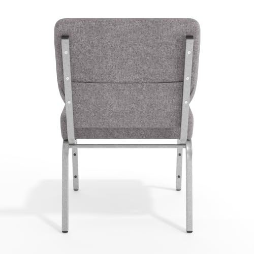Flash Furniture HERCULES Series 21''W Stacking Church Chair in Gray Fabric - Silver Vein Frame