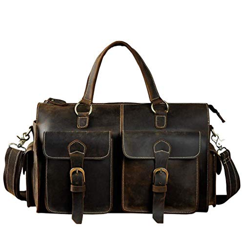 JHNKOJ Men's Leather Briefcase Laptop Tote Large Capacity Business Travel Shoulder Bag Messenger Bag