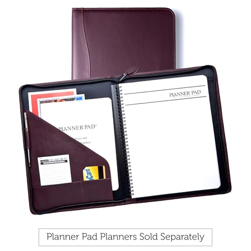 Planner Pad Spiral Bound Executive Size Cover, Fits 8 ½” x 11” Size Planner Pad Planner Only, Flex Cowhide Leather, Burgundy