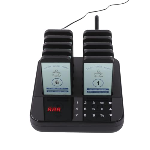 AGJ Restaurant Pager 10 Beepers Wireless Calling System Guest Customer Queue Pagers for Food Court Food Truck Church Nursery Clinic Coffee Shop with Buzzer Vibration Flash