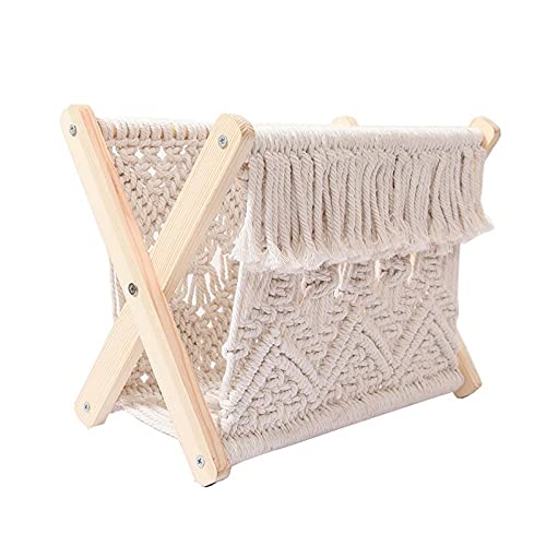 AFPSDLFJDLS Cotton Rope Woven Storage Rack Macrame Magazine Rack Books Newspapers Holder Organizer