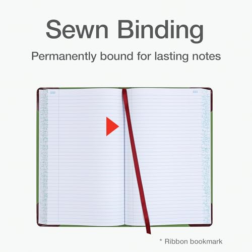 Boorum & Pease 6718500R Record/Account Book, Record Rule, Green/Red, 500 Pages, 12 1/2 x 7 5/8