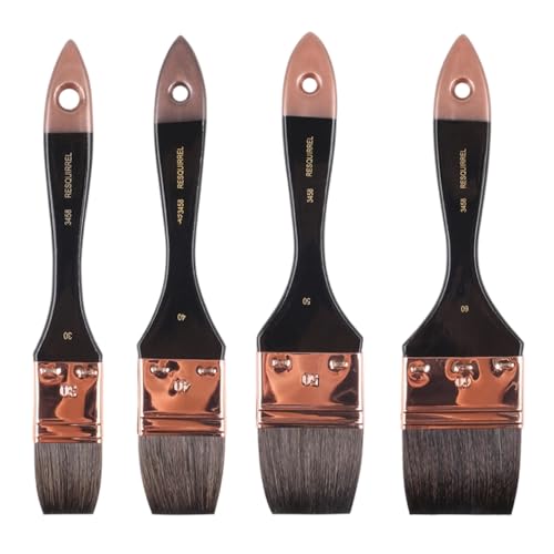 Flat Watercolor Brushes, 1/4Pcs Craft Paint Brushes Small Painting Brushes Bulk for Acrylic, Watercolor, Oil, Crafts, Face Body Art