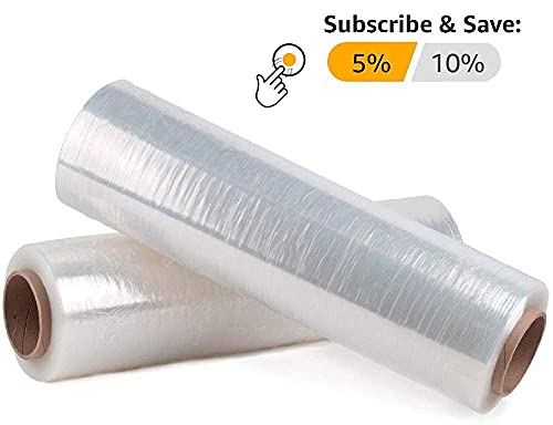 ABC PACK & SUPPLY Pallet Shrink Wrap, 18 Inch x 1500 Feet, 80 Gauge Clear Stretch Film, 4 Rolls Cast Hand Film for Moving and Shipping
