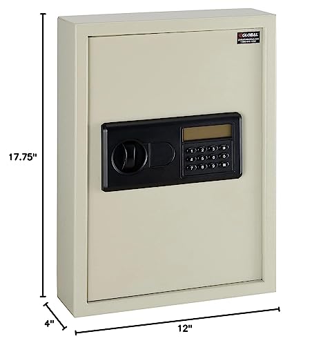 Global Industrial Key Cabinet, Electronic, 48 Keys, 12x4x17-3/4, Sand