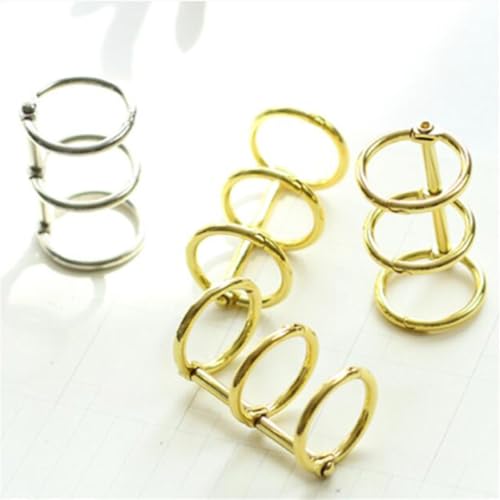 Notebook Rings 18pcs 3 Ring Binder Clips Detachable Buckle Loose-Leaf Metal for Book Binding(Gold)