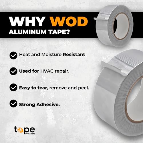 WOD Aluminum Foil Tape - 12 inch x 50 yd. Heat Shield Reflective Sealant Tape - Ideal for HVAC, Duct, Pipe, and Metal Insulation and Repair Home or Business Uses AFTR36