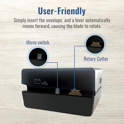 GIFTEXPRESS 2 Pack Electric Letter Opener Black - Portable Automatic Envelope Slitter Tool for Home & Office Desks - Universal Wireless Mail Cutter Desk Accessory Gadget for All Envelope Sizes