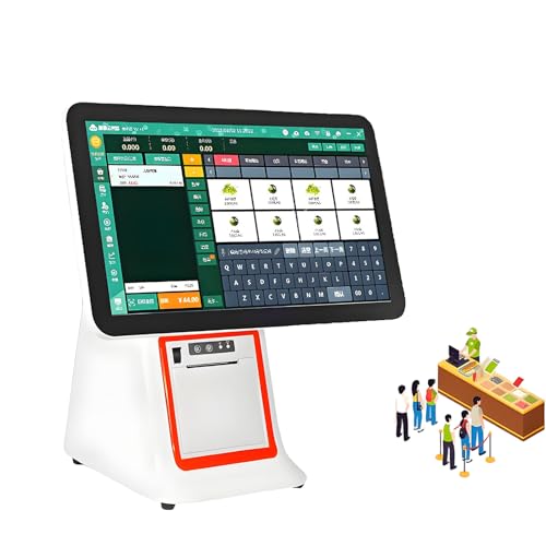 AETEREOS 15.6 Inch Touch Screen Cash Register, All-in-One POS System for Small Business with 8GB RAM 128G SSD, for Retail & Restaurant, Built-in Receipt Printer White-Singlescreen