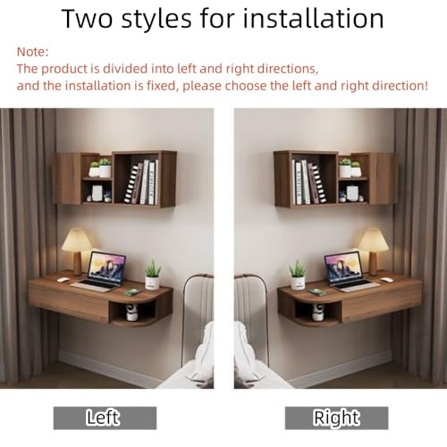 Koenqxoa Wall Mounted Desk, 16.1-inch Wide Floating Laptop Table, Floating Night Stand, Office Workstation Hanging Desk, Floating Console Media Storage Cabinet(Brown,L47.2in)