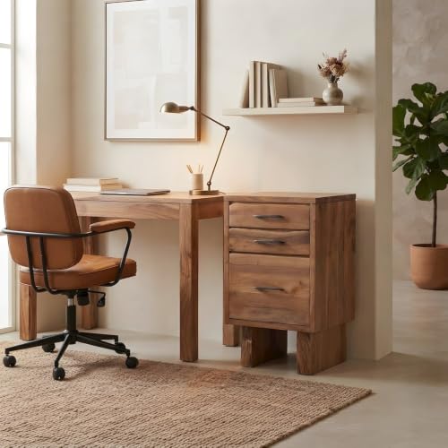 Starlight Canyon Home Solid Acacia Wood Filing Cabinet with Live Edge Drawers, Rustic Vertical File Cabinet for Home Office Storage