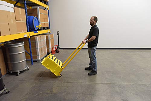 Vestil SPN-1-YL-HR-PO Polyethylene Nestable with Handrails Casters 1 Step 500 Lb. Capacity Yellow